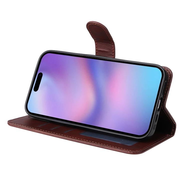 For iPhone 16 ENKAY Card Wallet Calf Texture Leather Phone Case with Thickened Glue No White Edge Film(Black) by ENKAY