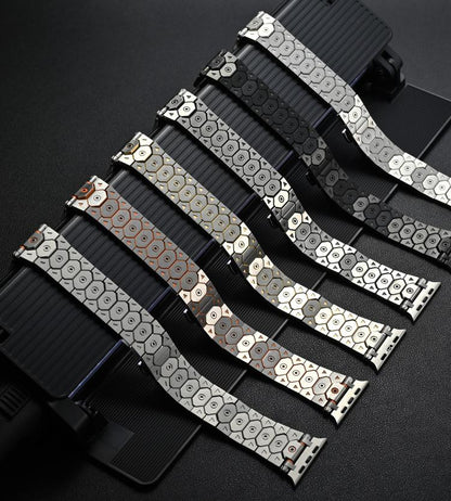 For Apple Watch 46mm / 49mm / 45mm / 44mm Octagonal Stainless Steel Watch(Black) by bashfashion