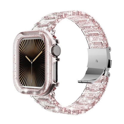 For Apple Watch Series 10 46mm Chameleon PC Case Epoxy Resin Watch Band(Color Changing Pink) by bashfashion