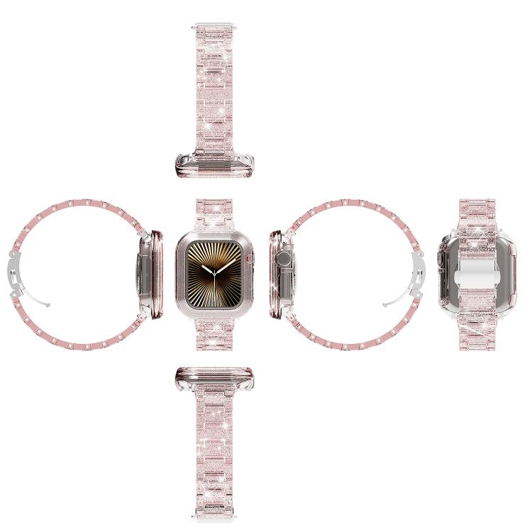 For Apple Watch Series 10 46mm Chameleon PC Case Epoxy Resin Watch Band(Color Changing Pink) by bashfashion