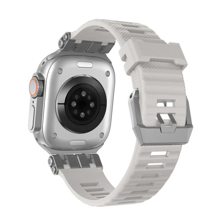 For Apple Watch 46mm / 49mm / 45mm / 44mm H016 Functional Series Twill Texture TPU Watch Band(Titanium Starlight) by bashfashion