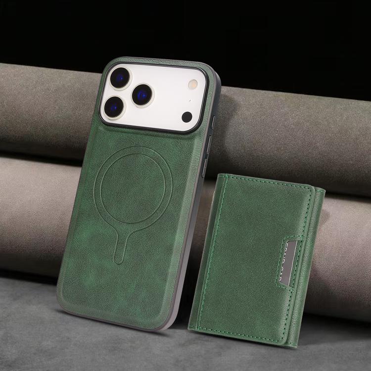 For iPhone 17 Pro Max Kalebol Strong Magnetic MagSafe Tri-Fold Wallet Leather Phone Case(Green) by Kalebol