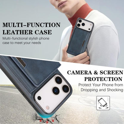 For iPhone 17 Pro Kalebol Strong Magnetic MagSafe Tri-Fold Wallet Leather Phone Case(Blue) by Kalebol