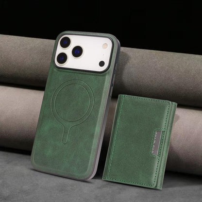For iPhone 17 Pro Kalebol Strong Magnetic MagSafe Tri-Fold Wallet Leather Phone Case(Green) by Kalebol