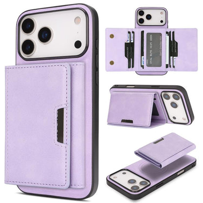 For iPhone 17 Pro Kalebol Strong Magnetic MagSafe Tri-Fold Wallet Leather Phone Case(Purple) by Kalebol