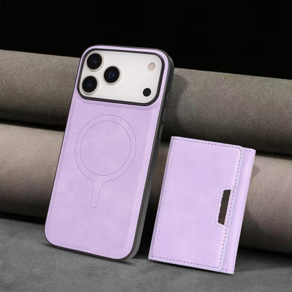 For iPhone 17 Pro Kalebol Strong Magnetic MagSafe Tri-Fold Wallet Leather Phone Case(Purple) by Kalebol