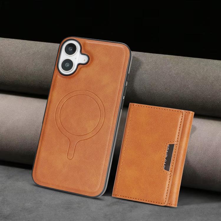 For iPhone 17 Kalebol Strong Magnetic MagSafe Tri-Fold Wallet Leather Phone Case(Brown) by Kalebol