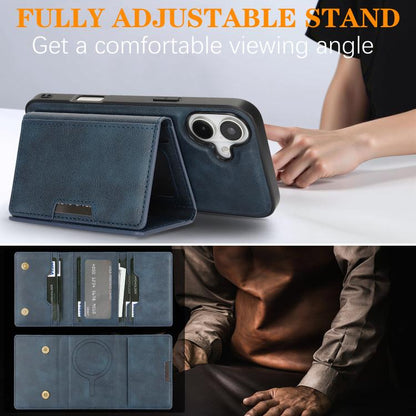 For iPhone 17 Kalebol Strong Magnetic MagSafe Tri-Fold Wallet Leather Phone Case(Blue) by Kalebol