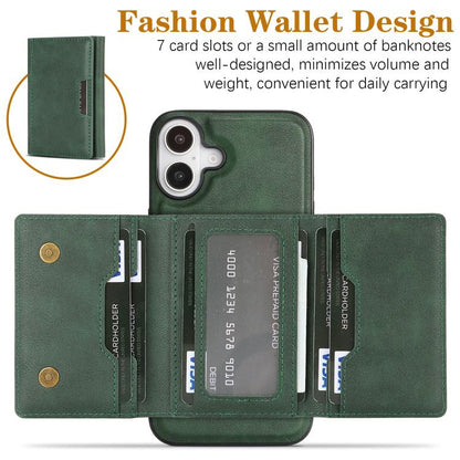 For iPhone 17 Kalebol Strong Magnetic MagSafe Tri-Fold Wallet Leather Phone Case(Green) by Kalebol