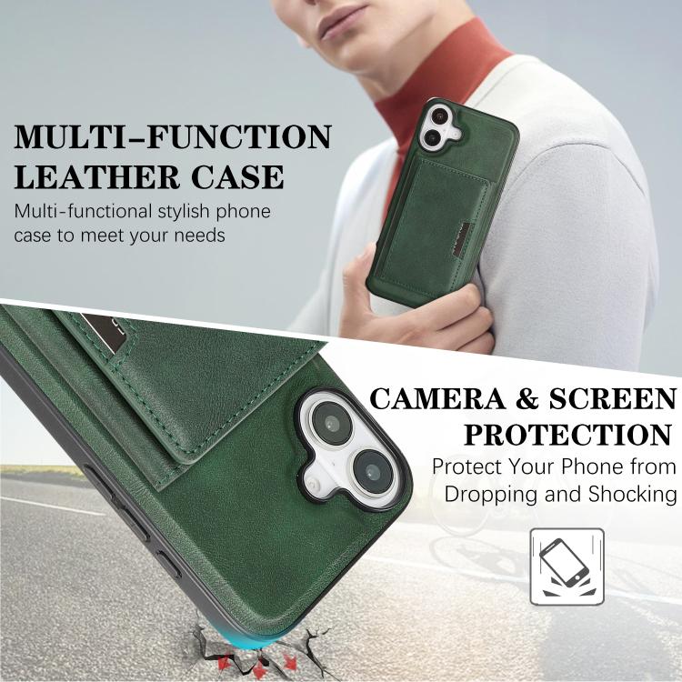 For iPhone 17 Kalebol Strong Magnetic MagSafe Tri-Fold Wallet Leather Phone Case(Green) by Kalebol