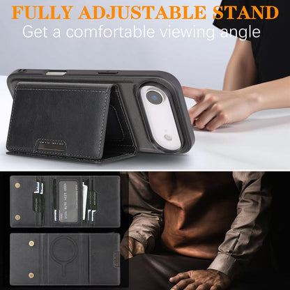 For iPhone Air Kalebol Strong Magnetic MagSafe Tri-Fold Wallet Leather Phone Case(Black) by Kalebol