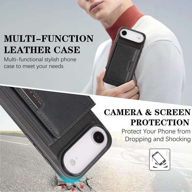 For iPhone Air Kalebol Strong Magnetic MagSafe Tri-Fold Wallet Leather Phone Case(Black) by Kalebol