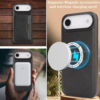 For iPhone Air Kalebol Strong Magnetic MagSafe Tri-Fold Wallet Leather Phone Case(Black) by Kalebol