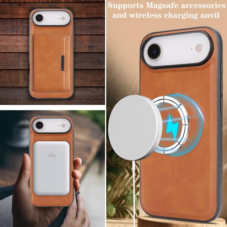 For iPhone Air Kalebol Strong Magnetic MagSafe Tri-Fold Wallet Leather Phone Case(Brown) by Kalebol