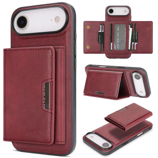 For iPhone Air Kalebol Strong Magnetic MagSafe Tri-Fold Wallet Leather Phone Case(Red) by Kalebol
