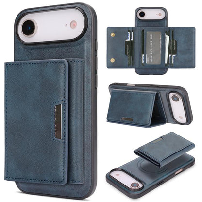 For iPhone Air Kalebol Strong Magnetic MagSafe Tri-Fold Wallet Leather Phone Case(Blue) by Kalebol