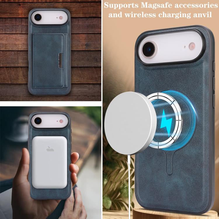 For iPhone Air Kalebol Strong Magnetic MagSafe Tri-Fold Wallet Leather Phone Case(Blue) by Kalebol