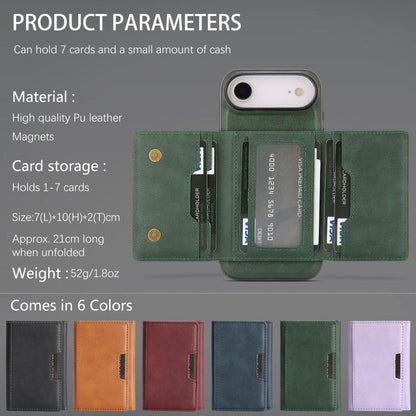 For iPhone Air Kalebol Strong Magnetic MagSafe Tri-Fold Wallet Leather Phone Case(Green) by Kalebol