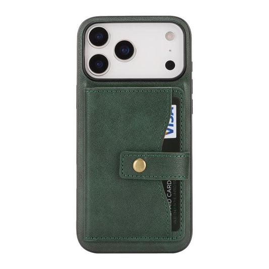 For iPhone 17 Pro Max Kalebol Magnetic Button Card Bag MagSafe Ring Leather Phone Case(Green) by Kalebol