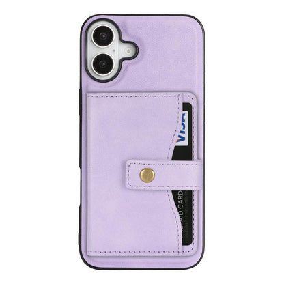 For iPhone 17 Kalebol Magnetic Button Card Bag MagSafe Ring Leather Phone Case(Purple) by Kalebol