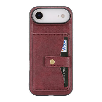 For iPhone Air Kalebol Magnetic Button Card Bag MagSafe Ring Leather Phone Case(Red) by Kalebol