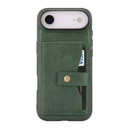 For iPhone Air Kalebol Magnetic Button Card Bag MagSafe Ring Leather Phone Case(Green) by Kalebol