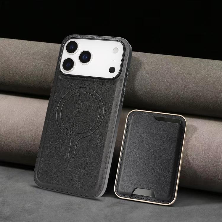 For iPhone 17 Pro Max Kalebol Slim MagSafe Ring Magnetic Card Bag Leather Phone Case(Black) by Kalebol