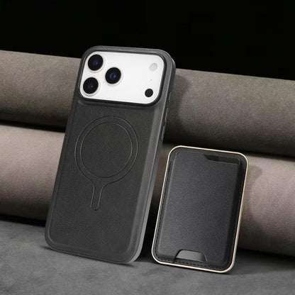 For iPhone 17 Pro Max Kalebol Slim MagSafe Ring Magnetic Card Bag Leather Phone Case(Black) by Kalebol