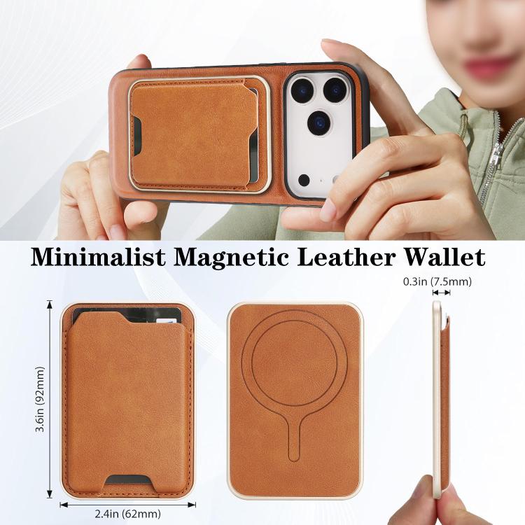 For iPhone 17 Pro Max Kalebol Slim MagSafe Ring Magnetic Card Bag Leather Phone Case(Brown) by Kalebol