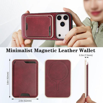 For iPhone 17 Pro Max Kalebol Slim MagSafe Ring Magnetic Card Bag Leather Phone Case(Red) by Kalebol