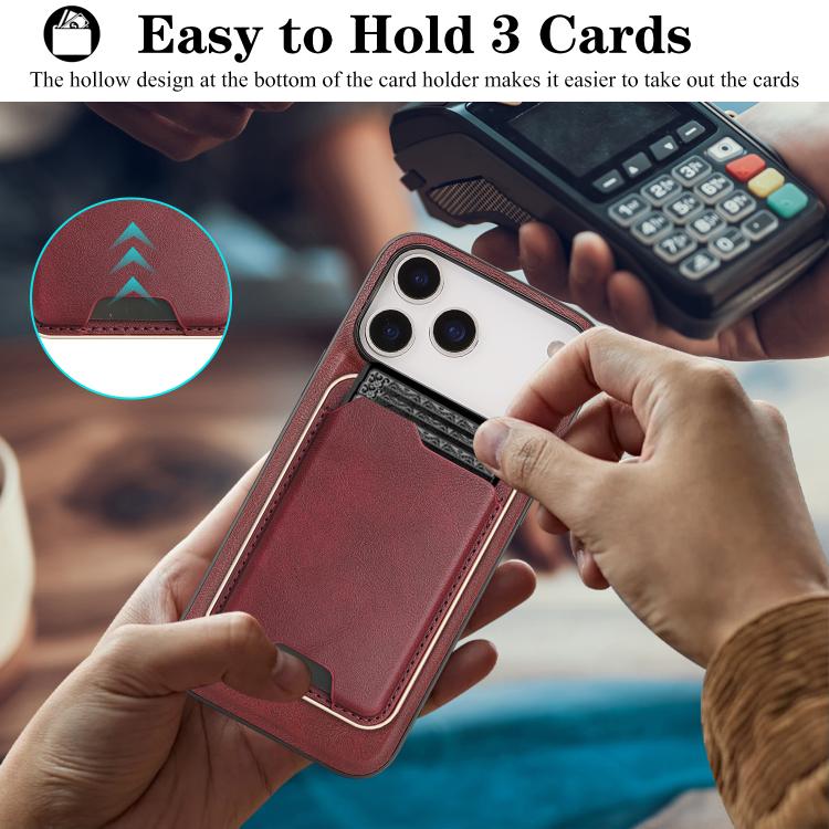 For iPhone 17 Pro Max Kalebol Slim MagSafe Ring Magnetic Card Bag Leather Phone Case(Red) by Kalebol