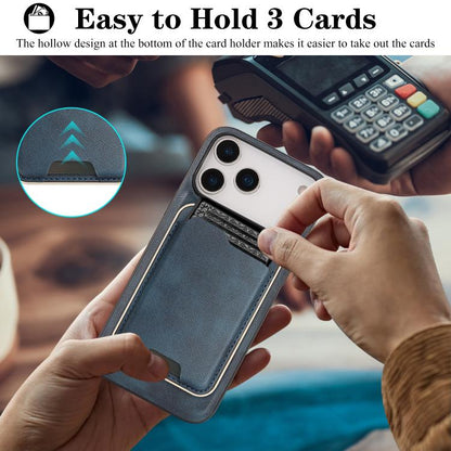 For iPhone 17 Pro Max Kalebol Slim MagSafe Ring Magnetic Card Bag Leather Phone Case(Blue) by Kalebol