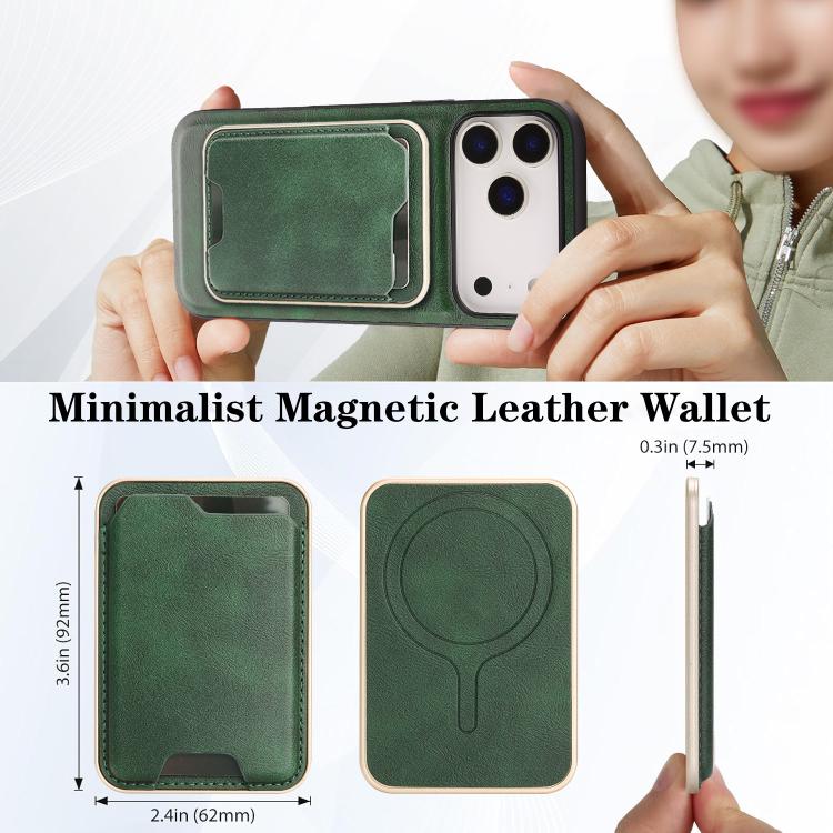 For iPhone 17 Pro Max Kalebol Slim MagSafe Ring Magnetic Card Bag Leather Phone Case(Green) by Kalebol