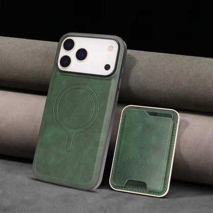 For iPhone 17 Pro Max Kalebol Slim MagSafe Ring Magnetic Card Bag Leather Phone Case(Green) by Kalebol