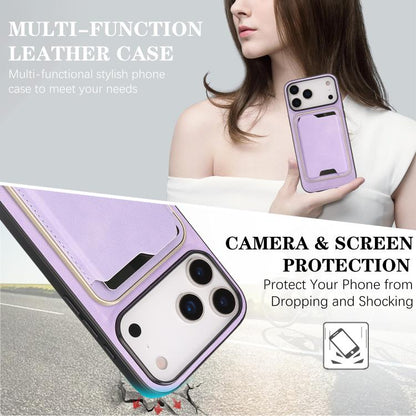 For iPhone 17 Pro Max Kalebol Slim MagSafe Ring Magnetic Card Bag Leather Phone Case(Purple) by Kalebol