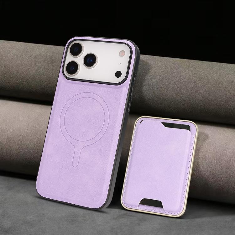 For iPhone 17 Pro Max Kalebol Slim MagSafe Ring Magnetic Card Bag Leather Phone Case(Purple) by Kalebol
