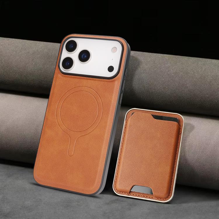 For iPhone 17 Pro Kalebol Slim MagSafe Ring Magnetic Card Bag Leather Phone Case(Brown) by Kalebol