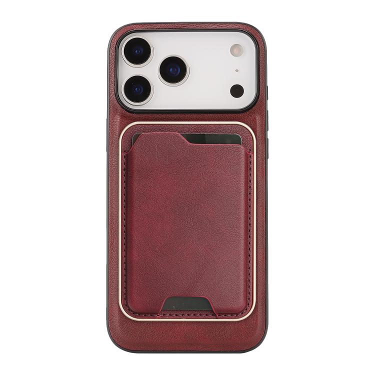For iPhone 17 Pro Kalebol Slim MagSafe Ring Magnetic Card Bag Leather Phone Case(Red) by Kalebol