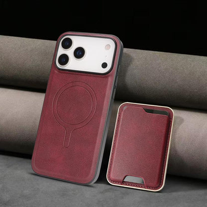 For iPhone 17 Pro Kalebol Slim MagSafe Ring Magnetic Card Bag Leather Phone Case(Red) by Kalebol