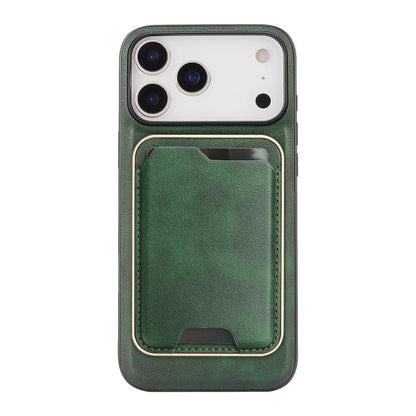 For iPhone 17 Pro Kalebol Slim MagSafe Ring Magnetic Card Bag Leather Phone Case(Green) by Kalebol
