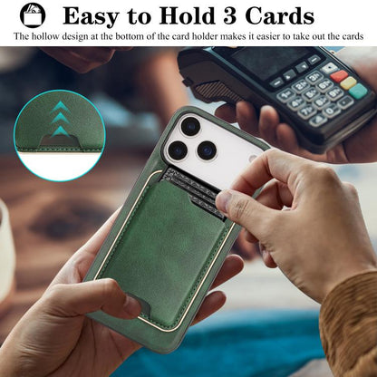 For iPhone 17 Pro Kalebol Slim MagSafe Ring Magnetic Card Bag Leather Phone Case(Green) by Kalebol
