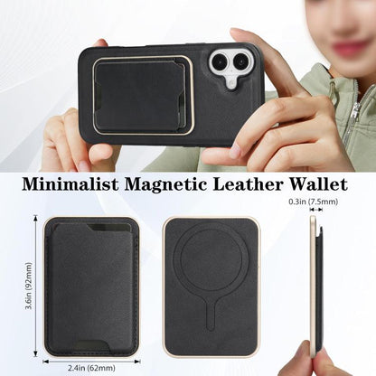 For iPhone 17 Kalebol Slim MagSafe Ring Magnetic Card Bag Leather Phone Case(Black) by Kalebol