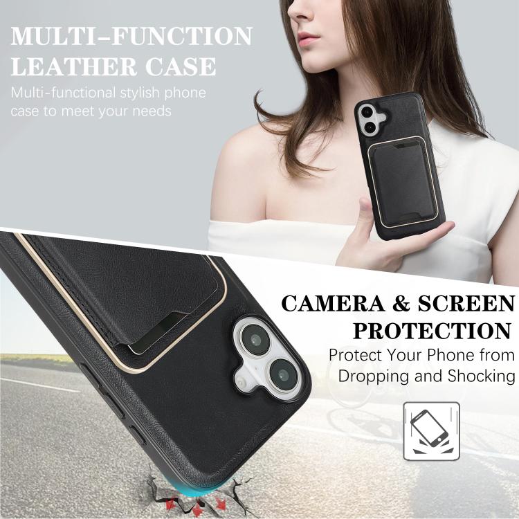 For iPhone 17 Kalebol Slim MagSafe Ring Magnetic Card Bag Leather Phone Case(Black) by Kalebol