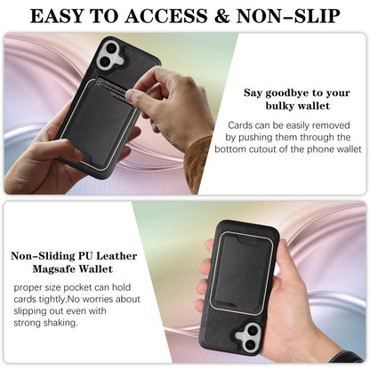 For iPhone 17 Kalebol Slim MagSafe Ring Magnetic Card Bag Leather Phone Case(Black) by Kalebol