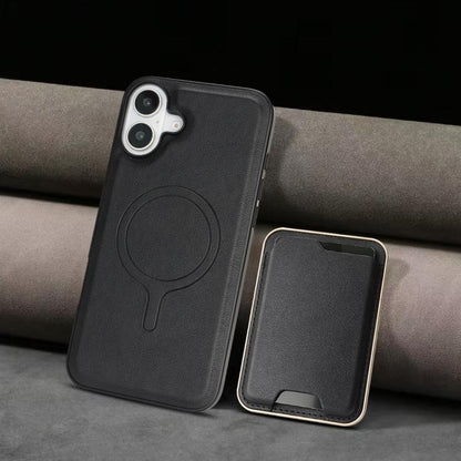 For iPhone 17 Kalebol Slim MagSafe Ring Magnetic Card Bag Leather Phone Case(Black) by Kalebol