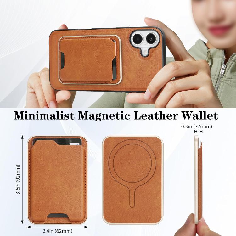 For iPhone 17 Kalebol Slim MagSafe Ring Magnetic Card Bag Leather Phone Case(Brown) by Kalebol