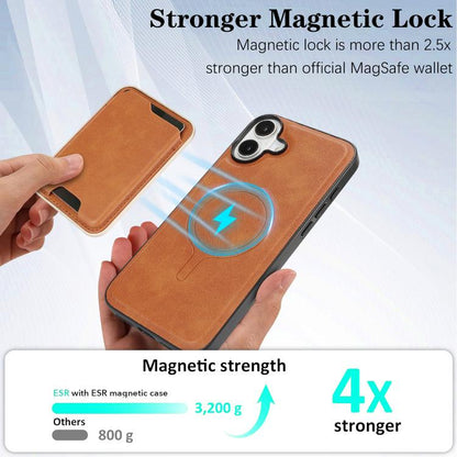 For iPhone 17 Kalebol Slim MagSafe Ring Magnetic Card Bag Leather Phone Case(Brown) by Kalebol