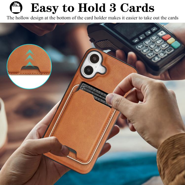 For iPhone 17 Kalebol Slim MagSafe Ring Magnetic Card Bag Leather Phone Case(Brown) by Kalebol