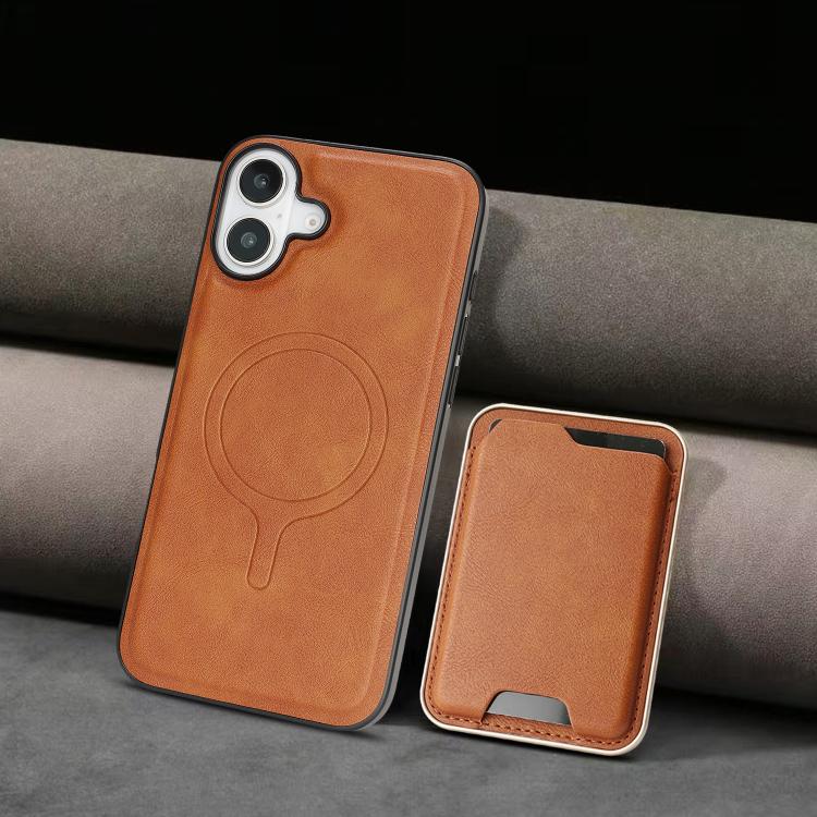 For iPhone 17 Kalebol Slim MagSafe Ring Magnetic Card Bag Leather Phone Case(Brown) by Kalebol