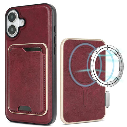 For iPhone 17 Kalebol Slim MagSafe Ring Magnetic Card Bag Leather Phone Case(Red) by Kalebol